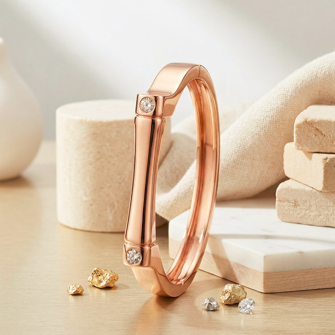 Handcuff Style Rose Gold Bracelet