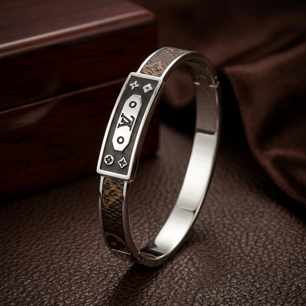 LV-Inspired Silver Bracelet