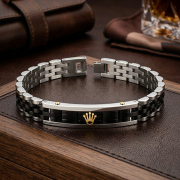 Rolex-Inspired Black & Silver Bracelet