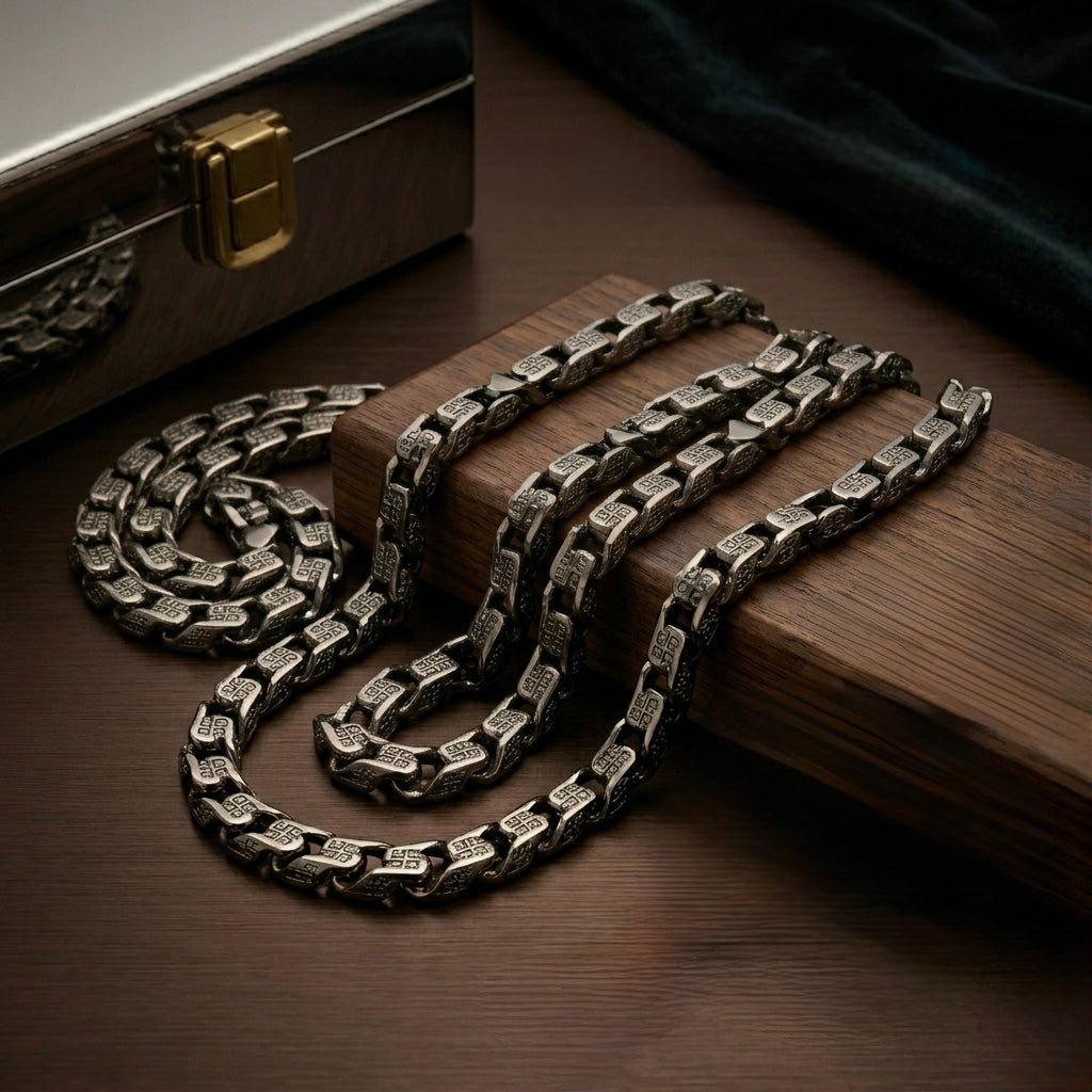 Bold Black Twisted Link Chain