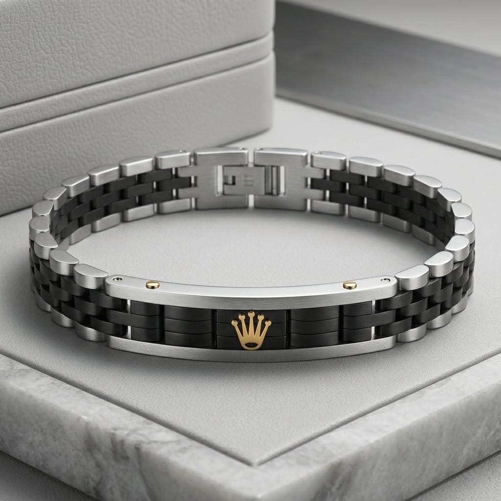 Rolex-Inspired Black & Silver Bracelet