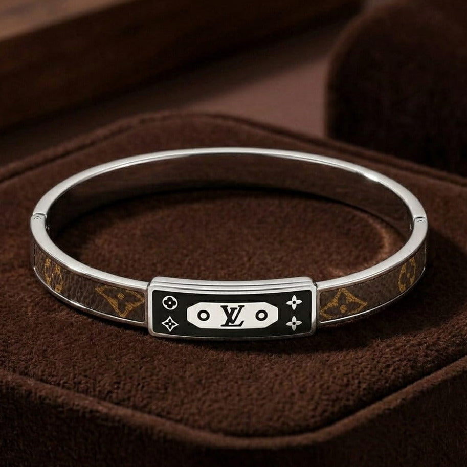 LV-Inspired Silver Bracelet